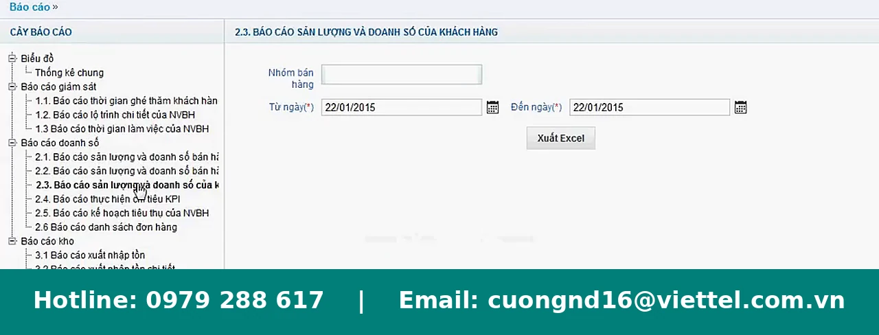 Báo cáo sản lượng và doanh số của khách hàng trên DMS One