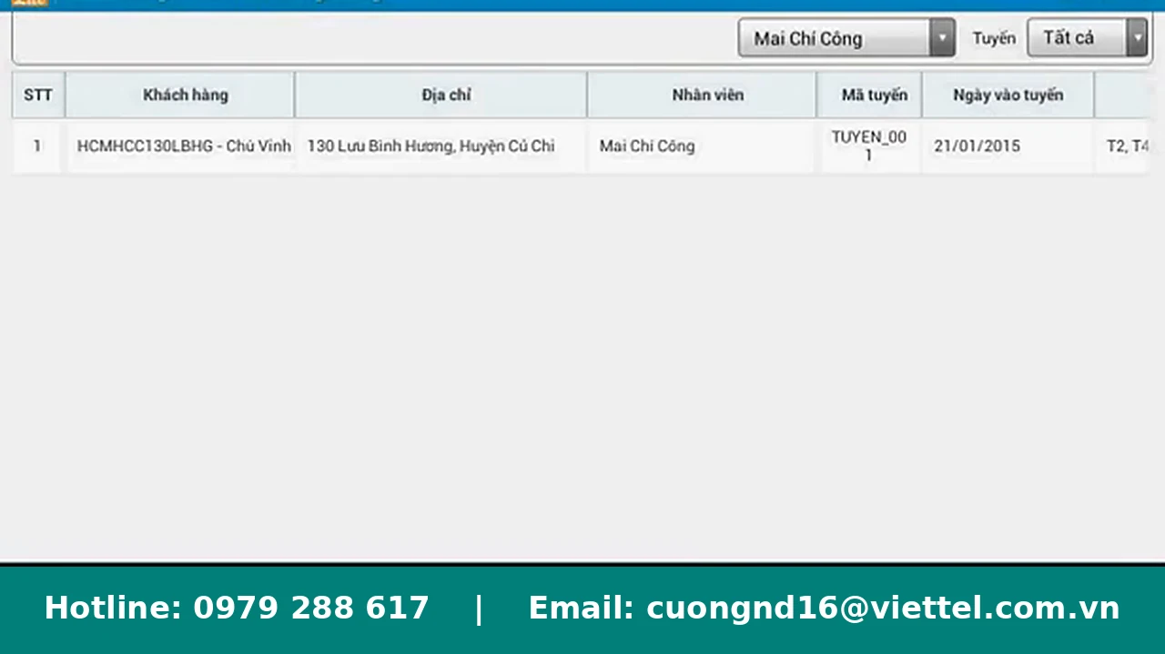 Lọc khách hàng chưa PSDS theo nhân viên Mai Chí Công trên DMS One